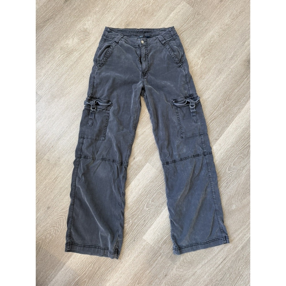 American Eagle Cargo Pants Size 2 Gray Baggy Wide Leg